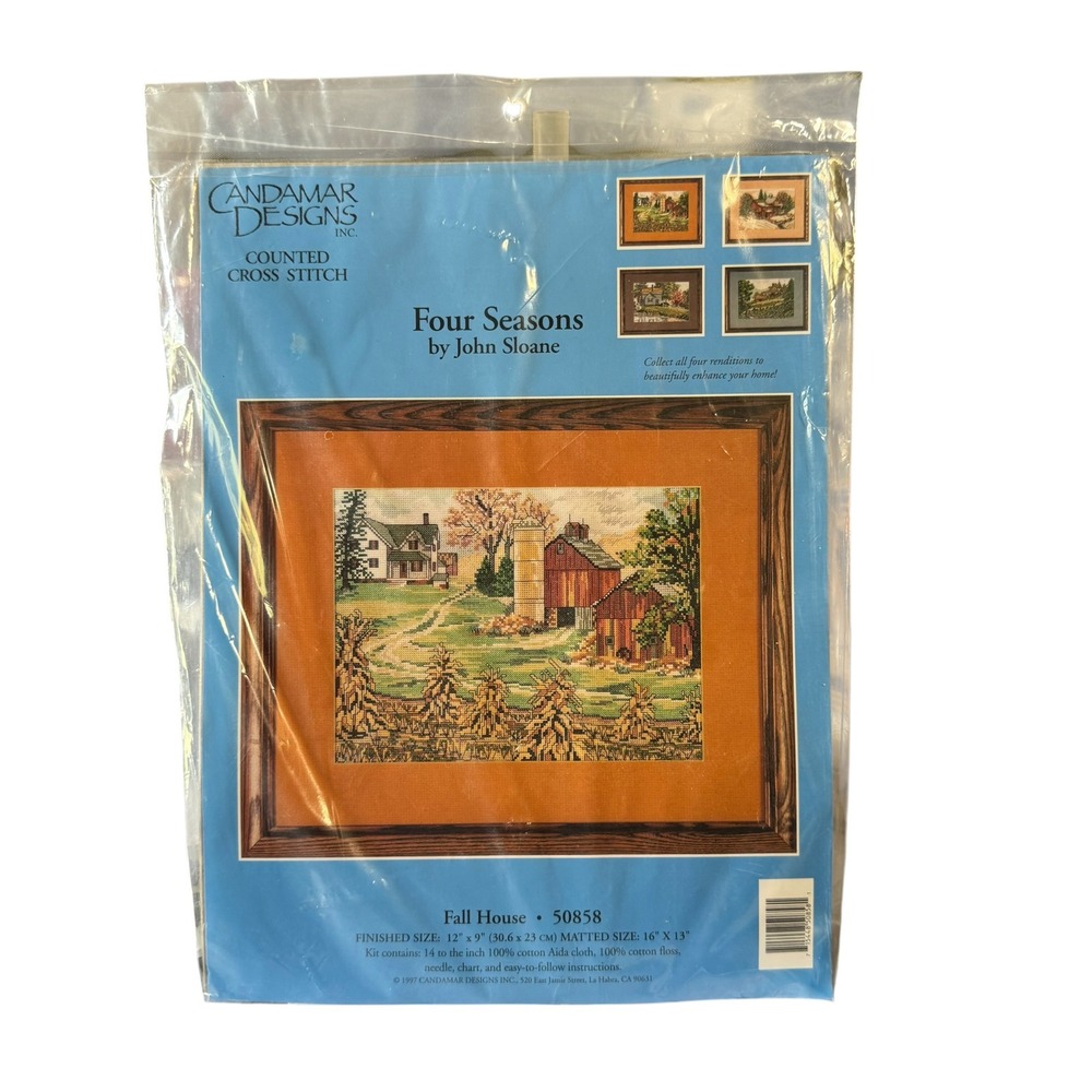 Vintage Candamar Designs Fall House John Sloane Counted Cross Stitch Kit 50858